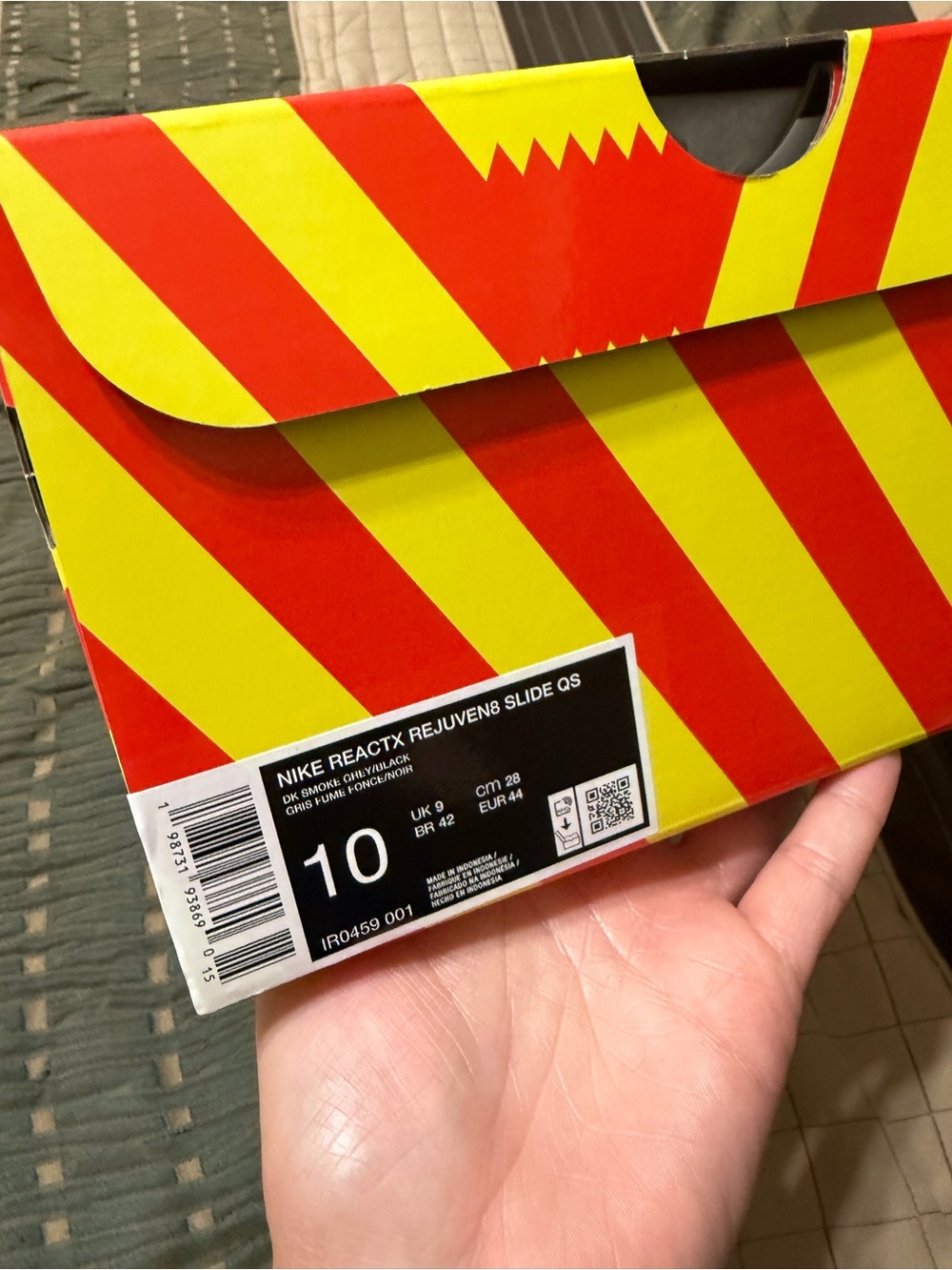 Nike Box with Red and Yellow Diagonal Stripes